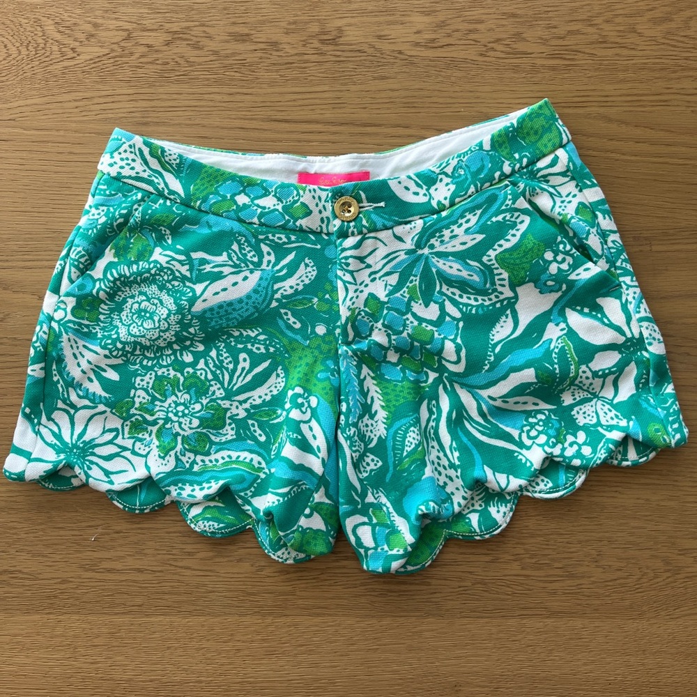 Lilly Pulitzer Buttercup Knit Shorts Blue, Green, White Safari Sangria Size 2
